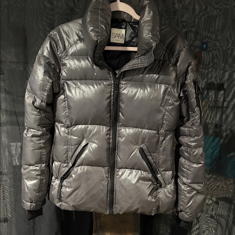 Sam Metallic Gray Puffer Jacket - image 1